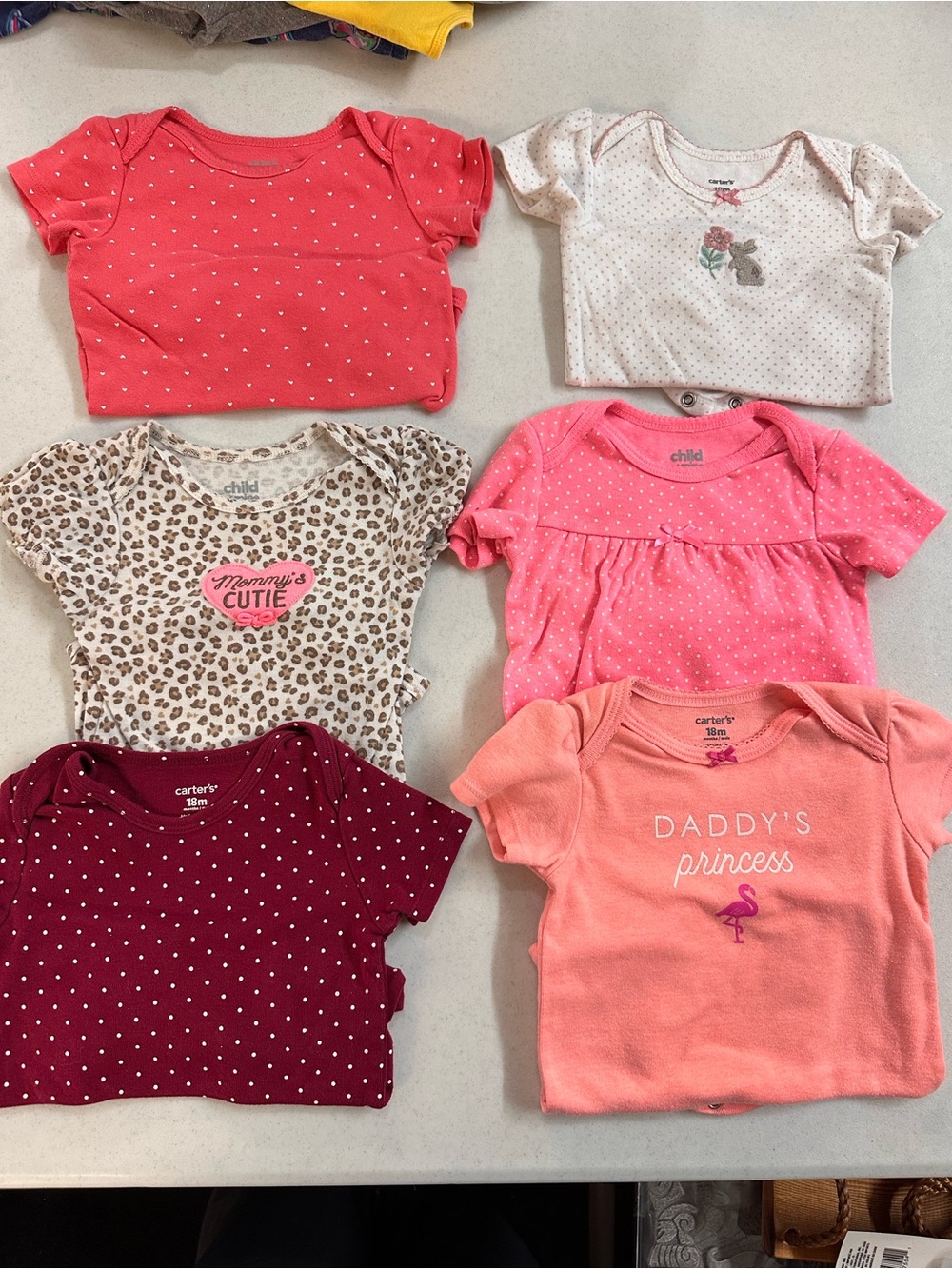 6 carters short sleeve onesies